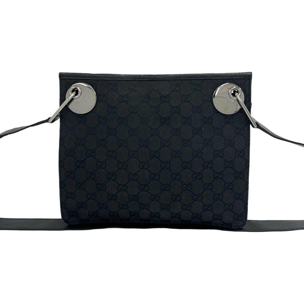 GUCCI Vintage Logo Hardware GG Canvas Leather Genuine Shoulder Bag Pocket Sac...